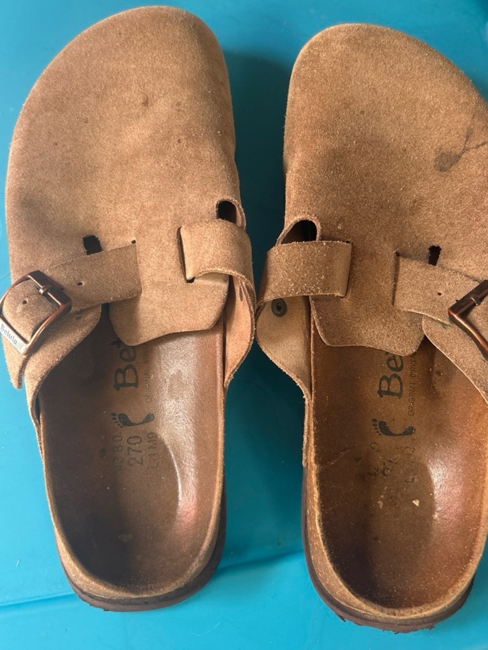 Birkenstock Women's Brown Suede Slip-On Clog with Buckle Womens 11 Mens 9